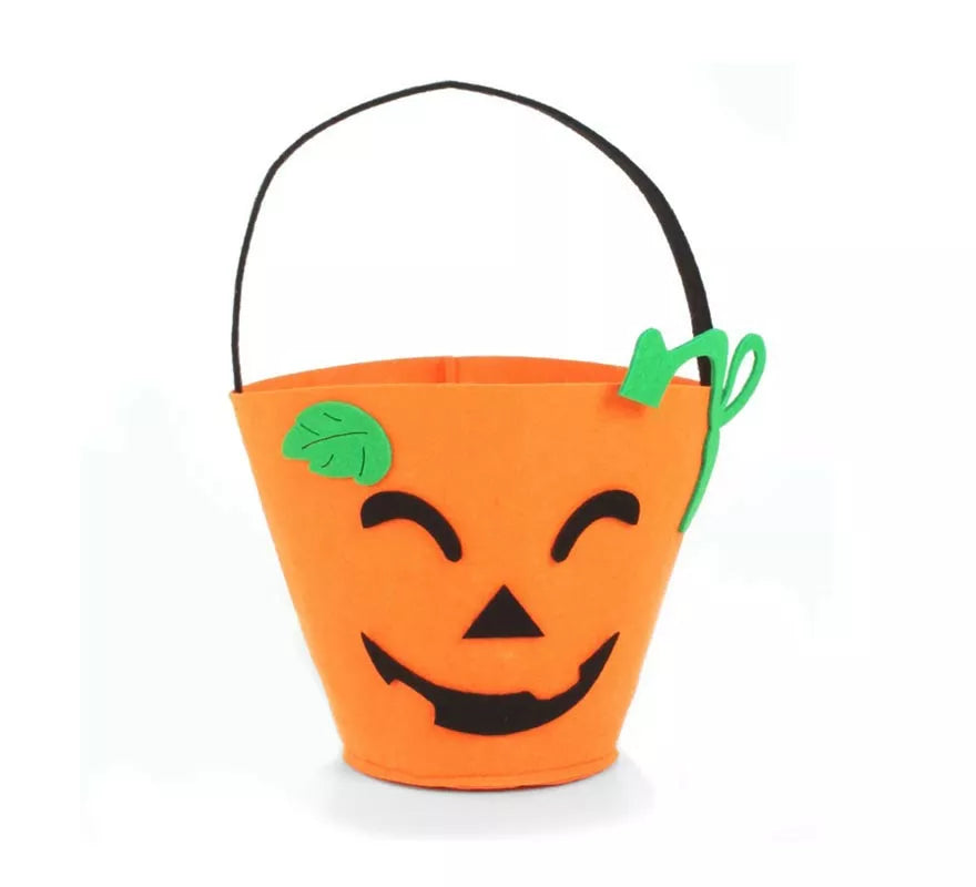 Translation missing: en.Cesta para dulces Happy Calabaza de fieltro de 14,5x10 cm