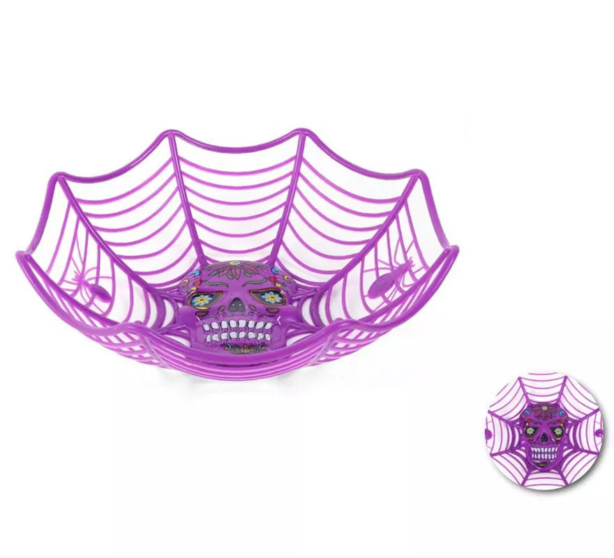 Cesta Telaraña con Calavera 27x25,5x7,5 cm en varios colores