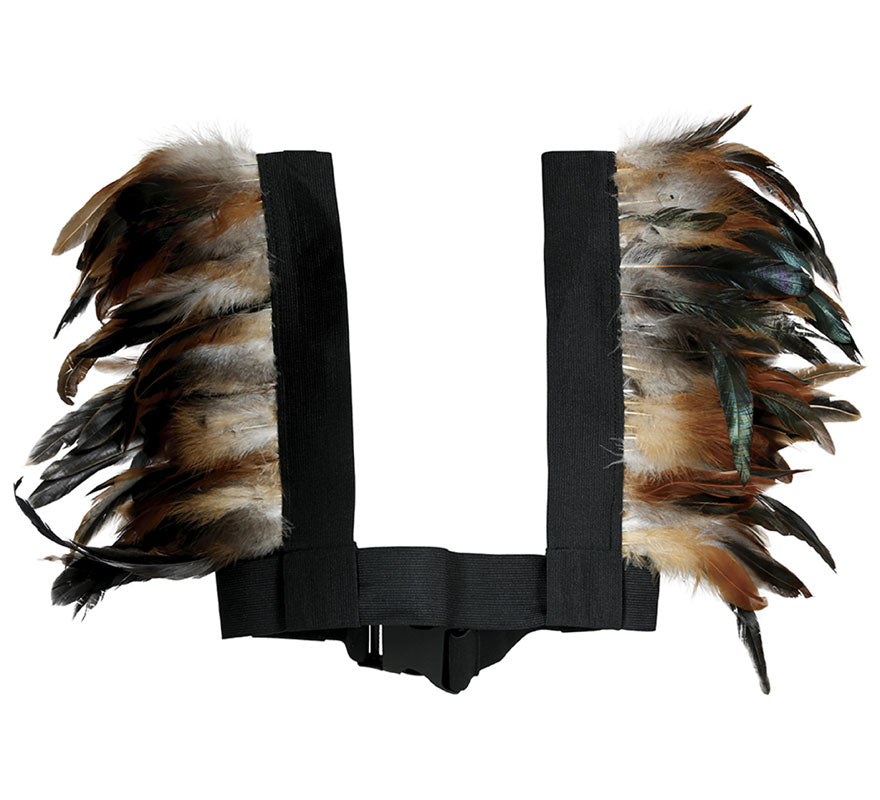 Chaleco con Plumas marrones adulto