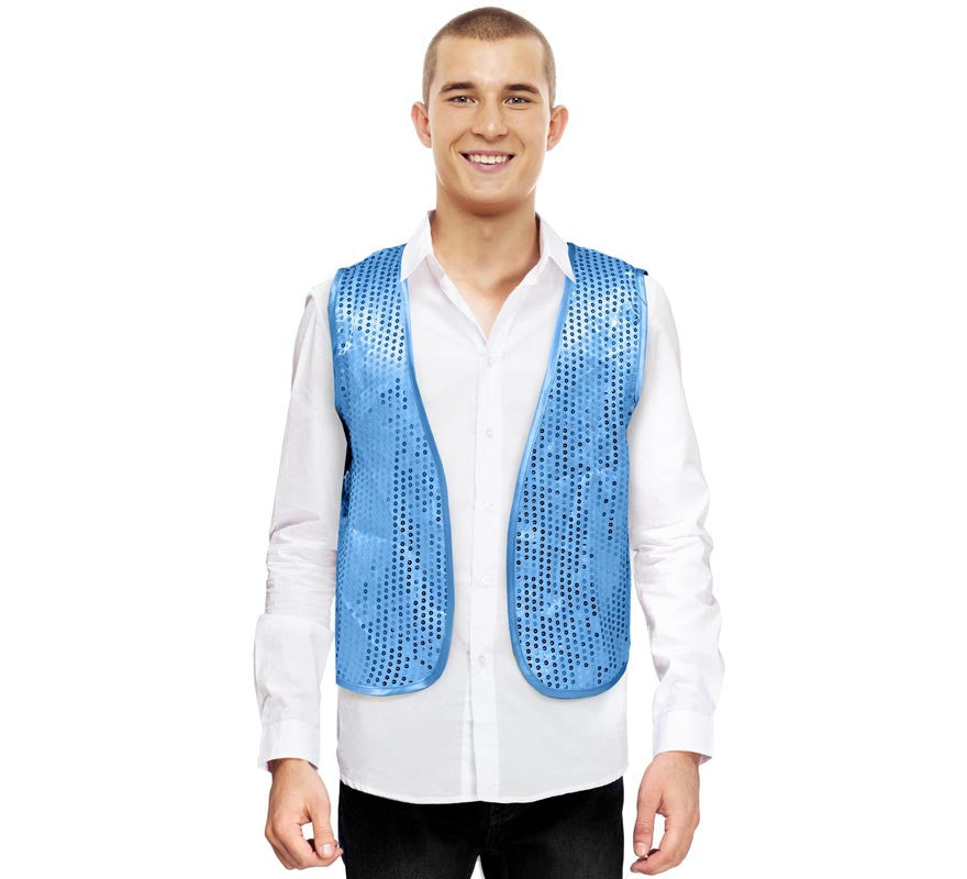Chaleco de Lentejuelas azul claro para adultos