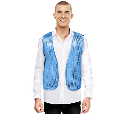 Chaleco de Lentejuelas azul claro para adultos
