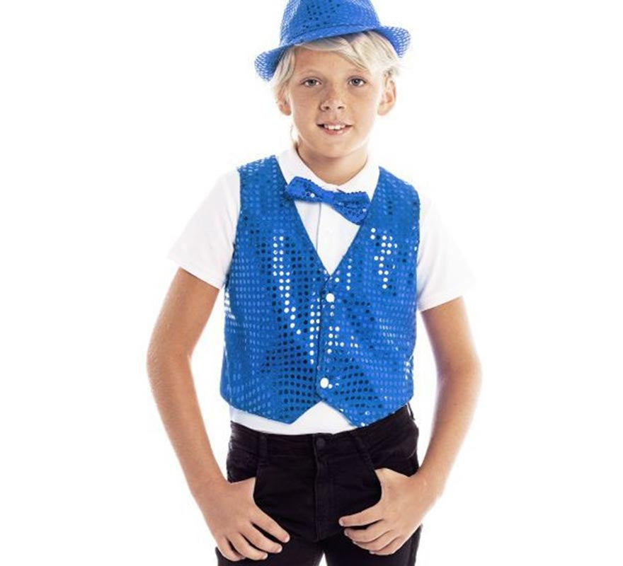 Chaleco de Lentejuelas azulón infantil