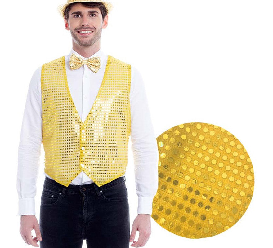 Chaleco de Lentejuelas color Oro para hombre