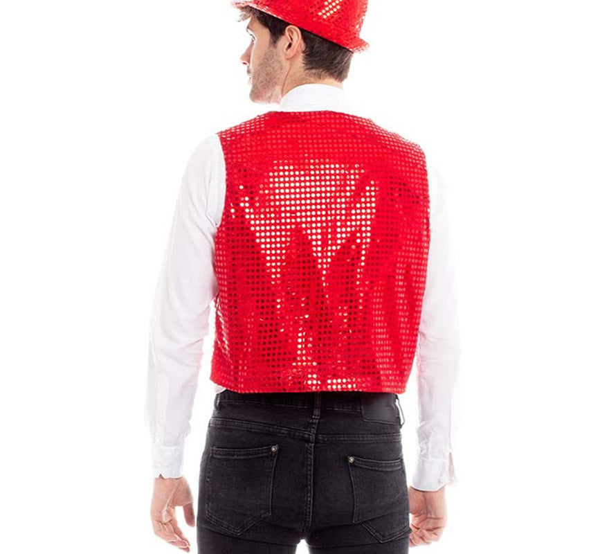 Translation missing: en.Chaleco de Lentejuelas color Rojo para hombre