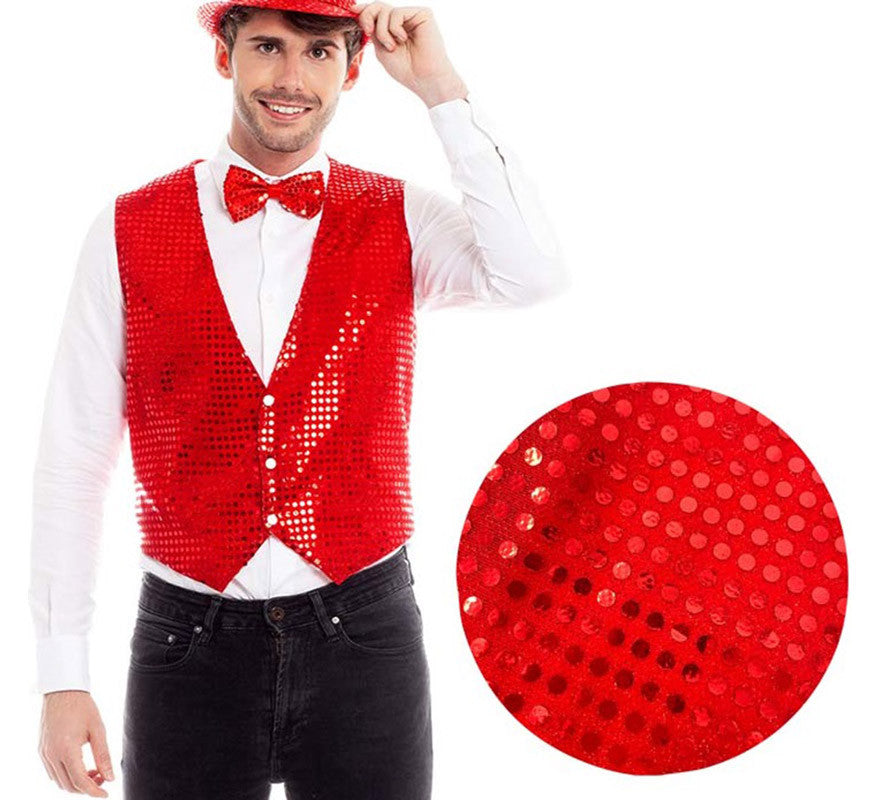 Chaleco de Lentejuelas color Rojo para hombre