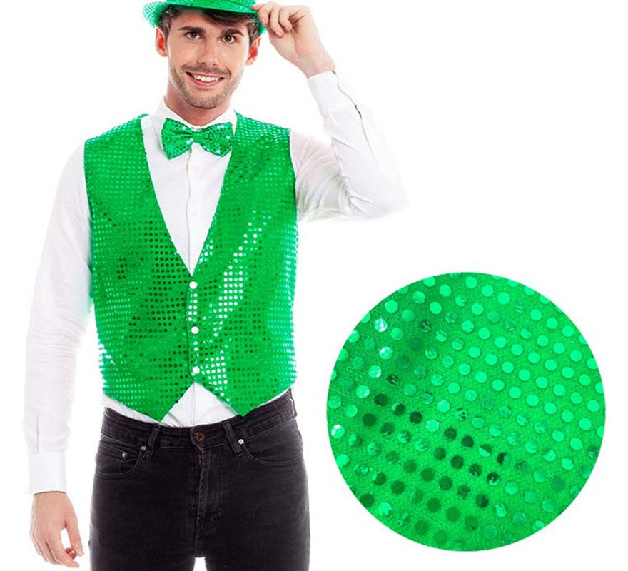 Translation missing: en.Chaleco de Lentejuelas color Verde para hombre