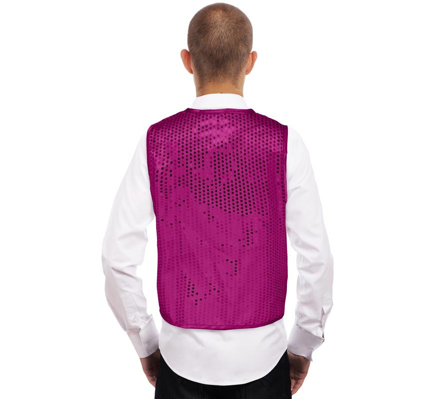 Chaleco de Lentejuelas fucsia para adultos