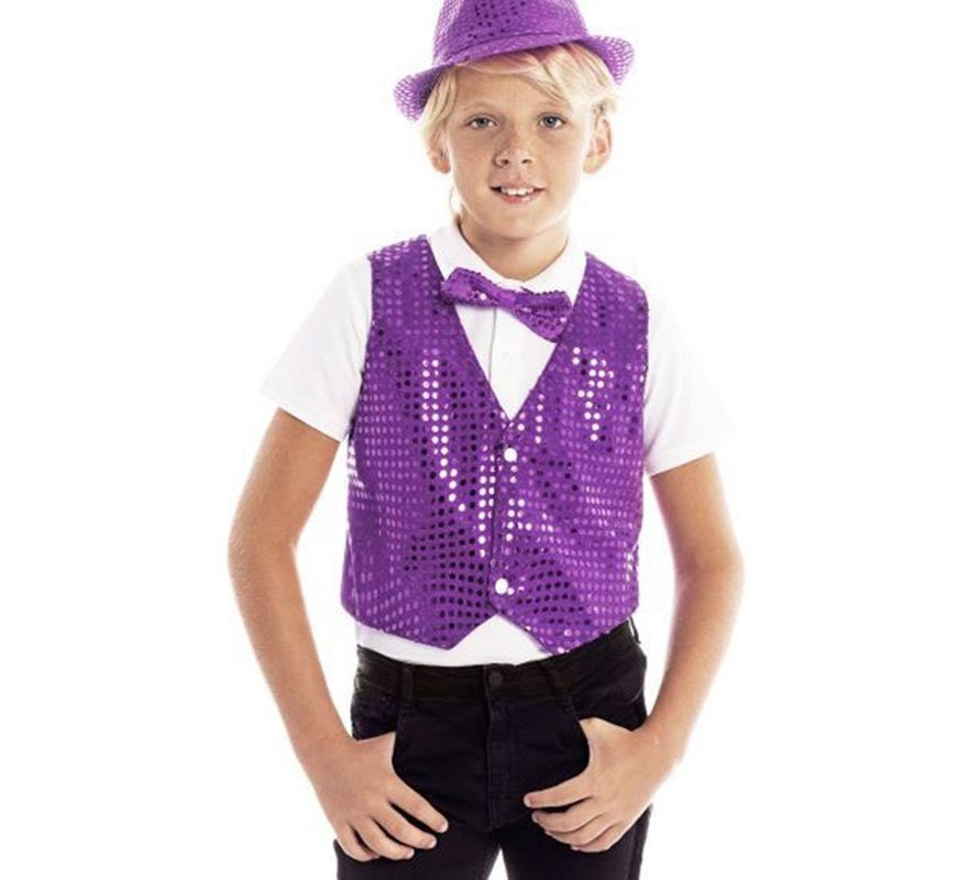 Translation missing: en.Chaleco de Lentejuelas morado infantil