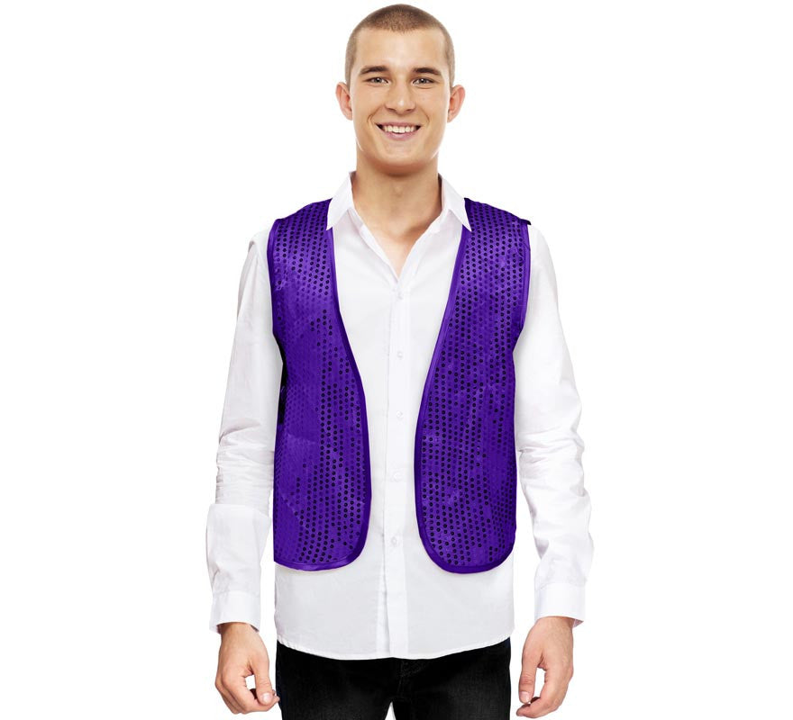 Chaleco de Lentejuelas morado para adultos