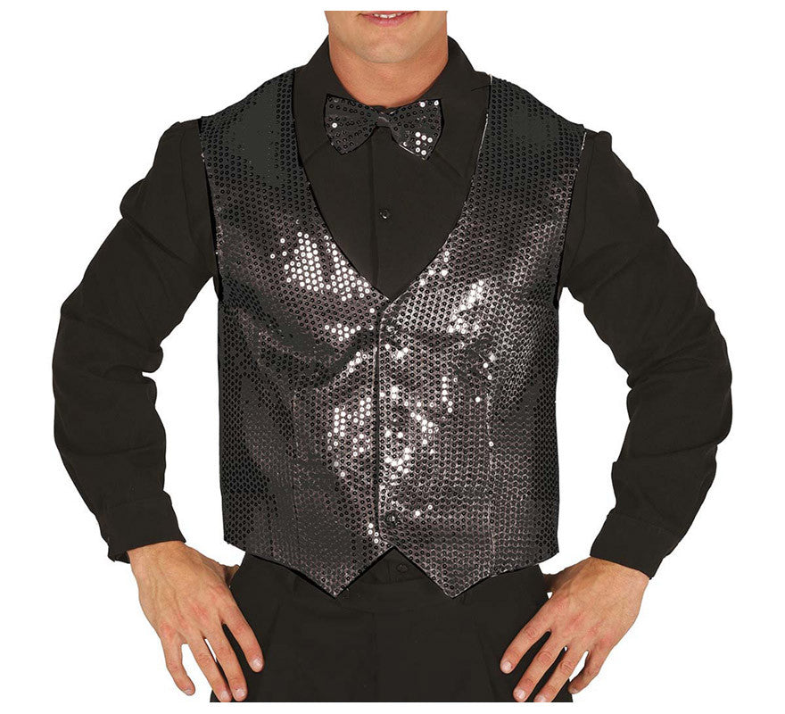 Chaleco de Lentejuelas Negro Adulto