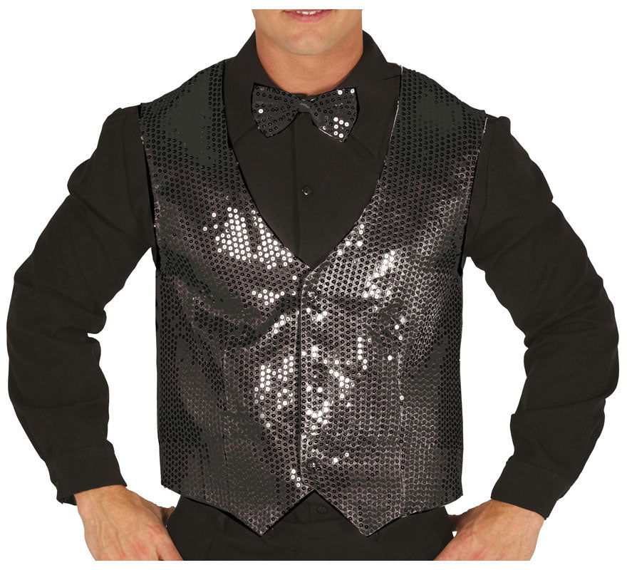 Chaleco de Lentejuelas Negro Adulto