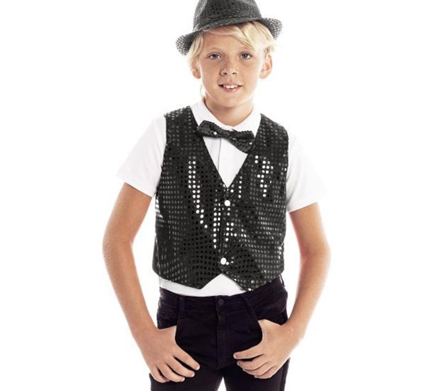 Chaleco de Lentejuelas negro infantil