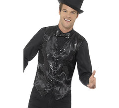 Men's Black Sequin Vest