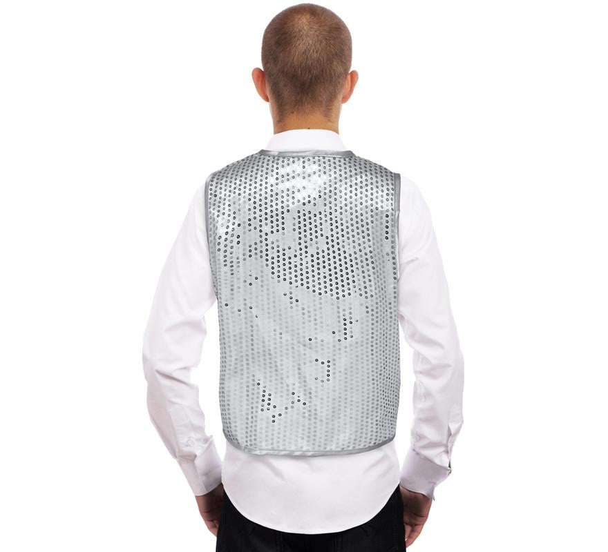 Chaleco de Lentejuelas plateado para adultos