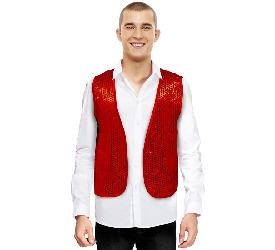 Chaleco de Lentejuelas rojo para adultos