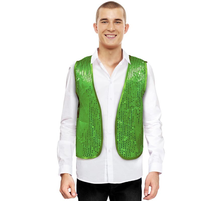 Chaleco de Lentejuelas verde para adultos