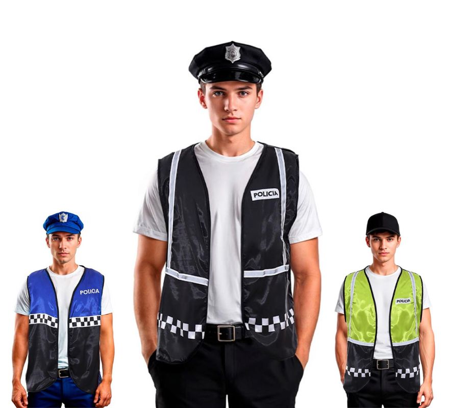 Chaleco de Policía a cuadros adulto en varios colores