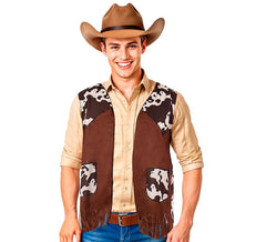 Adult Brown Printed Cowboy Vest
