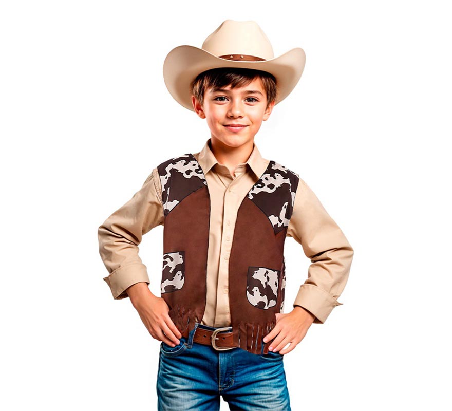 Chaleco de Vaquero marrón estampado infantil