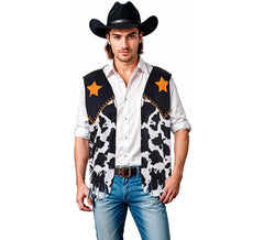 Adult Printed Black Cowboy Vest