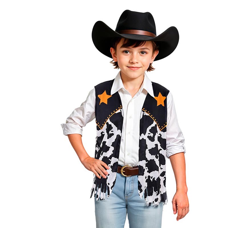 Translation missing: en.Chaleco de Vaquero negro estampado infantil