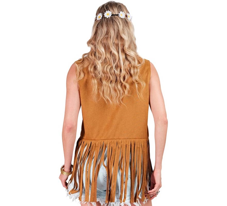 Chaleco Hippie con Flores marrón para mujer