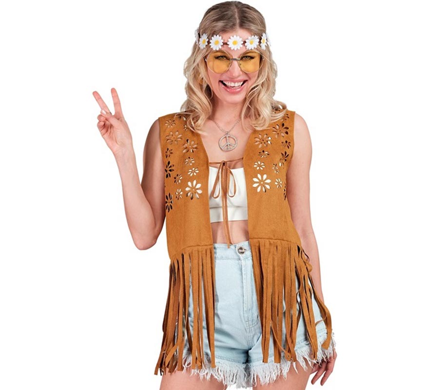 Translation missing: en.Chaleco Hippie con Flores marrón para mujer