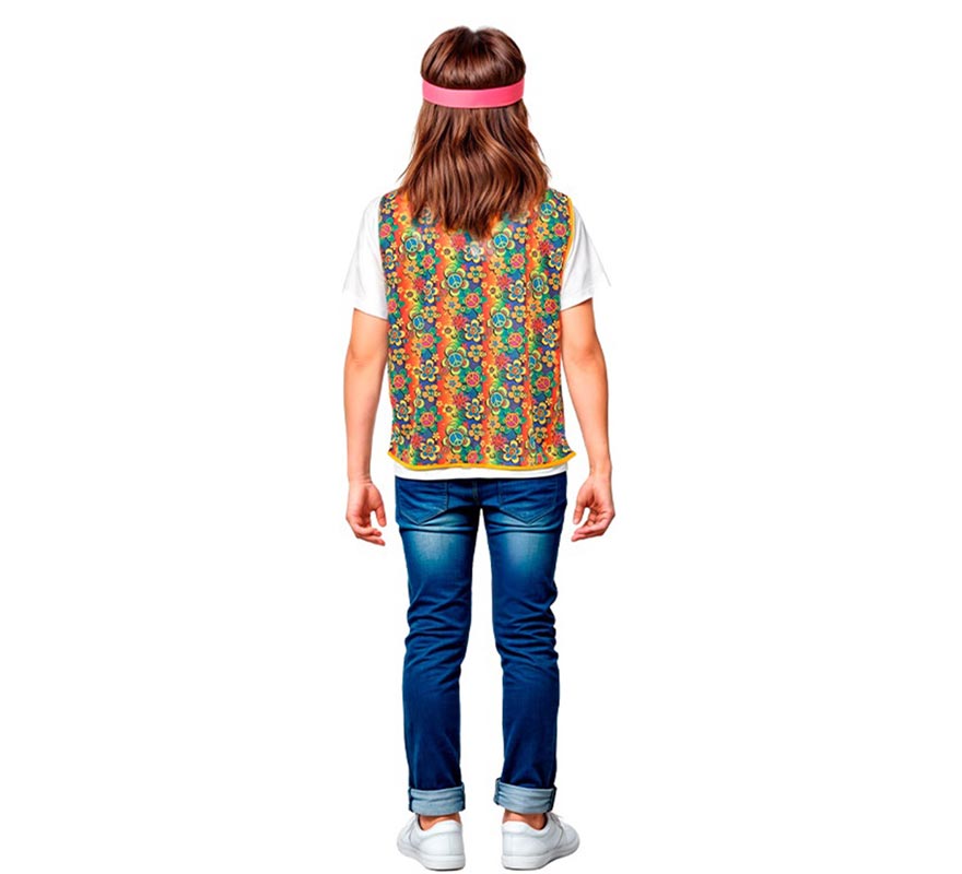 Chaleco Hippie floral naranja infantil