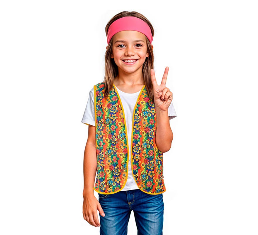 Translation missing: en.Chaleco Hippie floral naranja infantil
