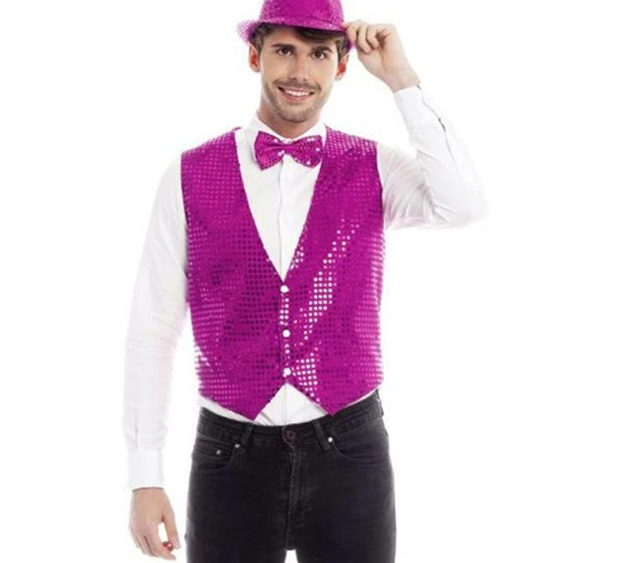 Chaleco Lentejuelas fucsia para hombre