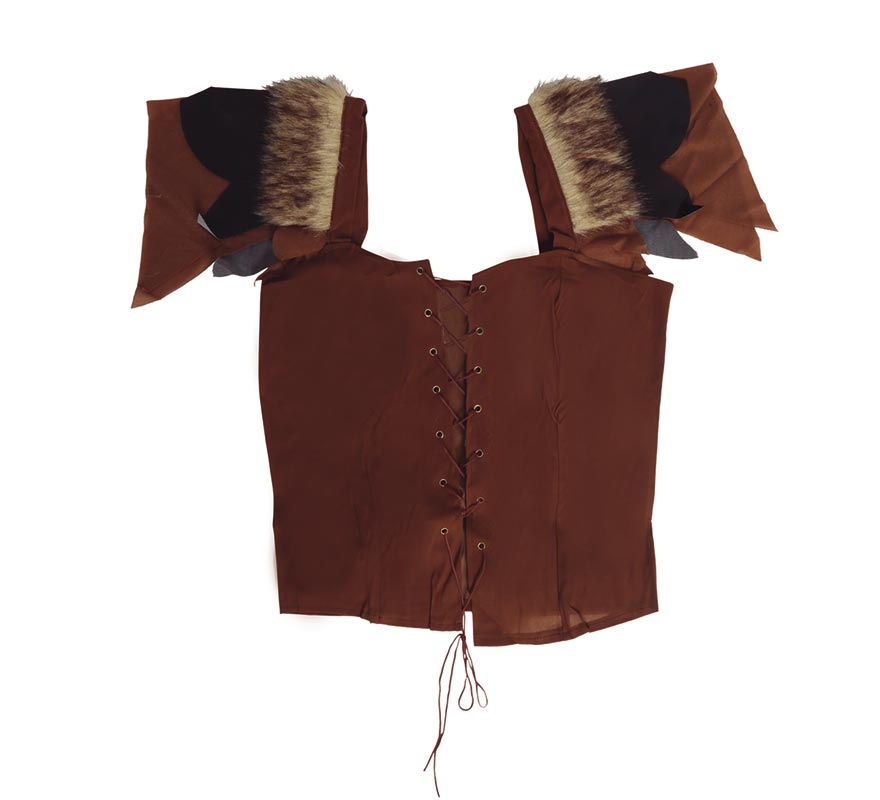 Chaleco Medieval de Cuero con pelo para Mujer