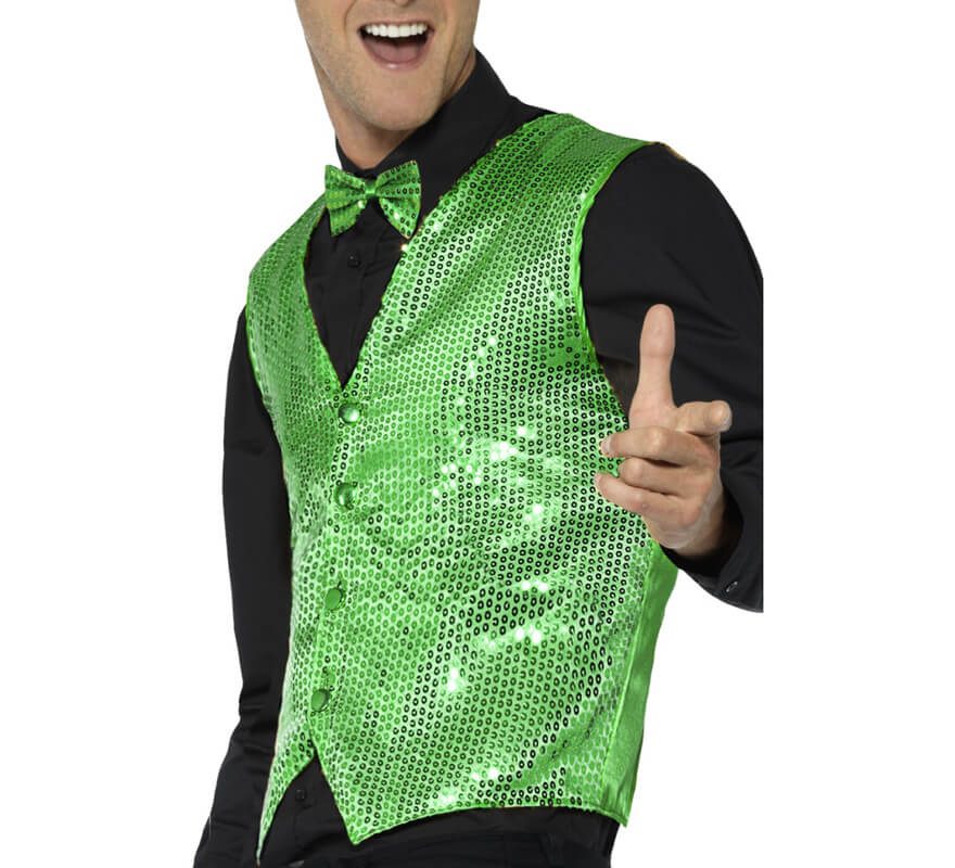 Chaleco Verde con Lentejuelas para hombre