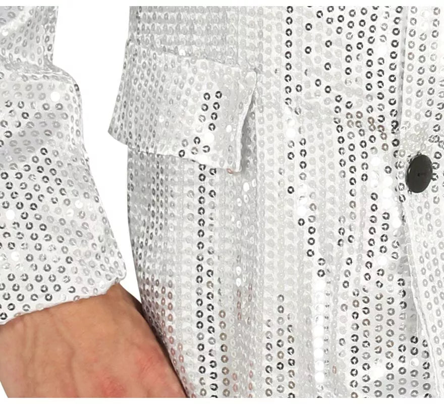 Translation missing: en.Chaqueta de Lentejuelas Plateada para hombre
