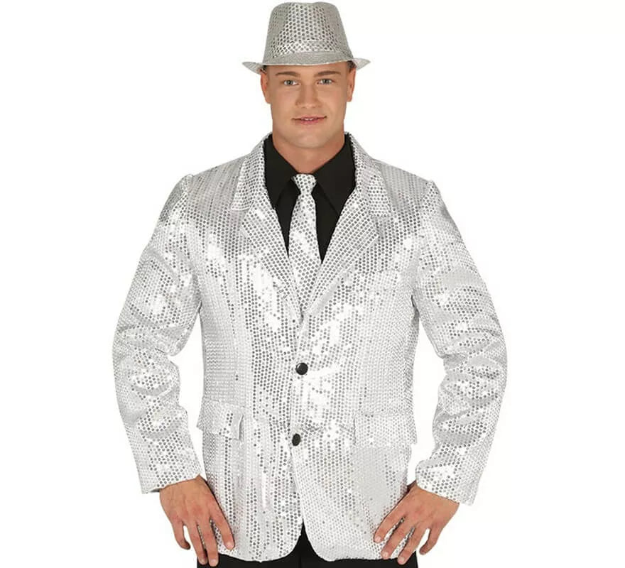 Translation missing: en.Chaqueta de Lentejuelas Plateada para hombre