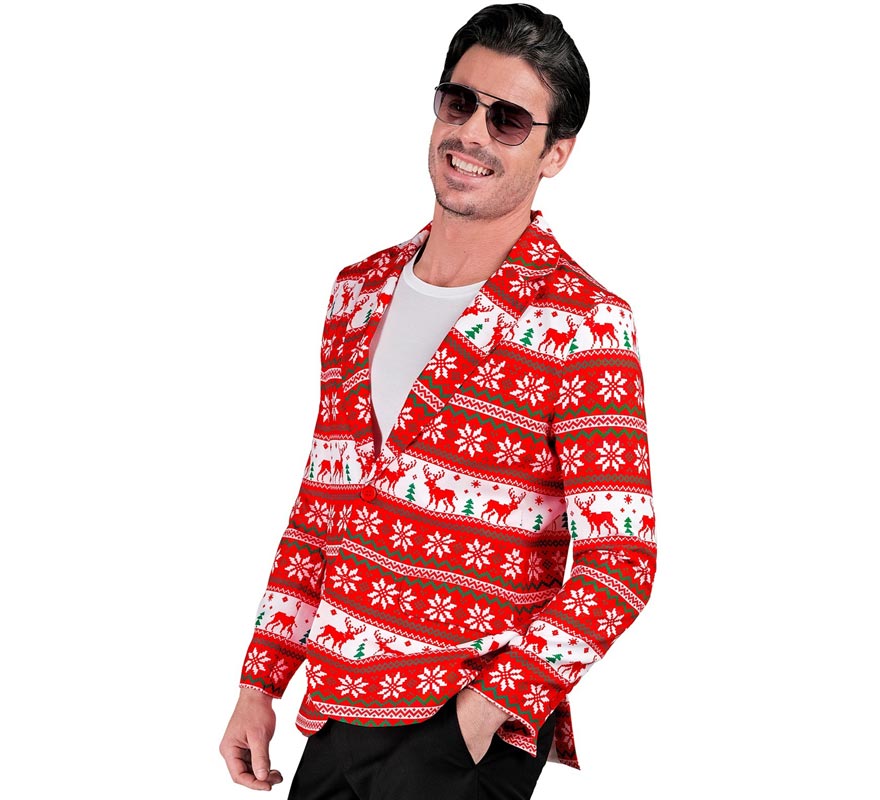 Chaqueta Feliz Navidad rojo y blanco para hombre