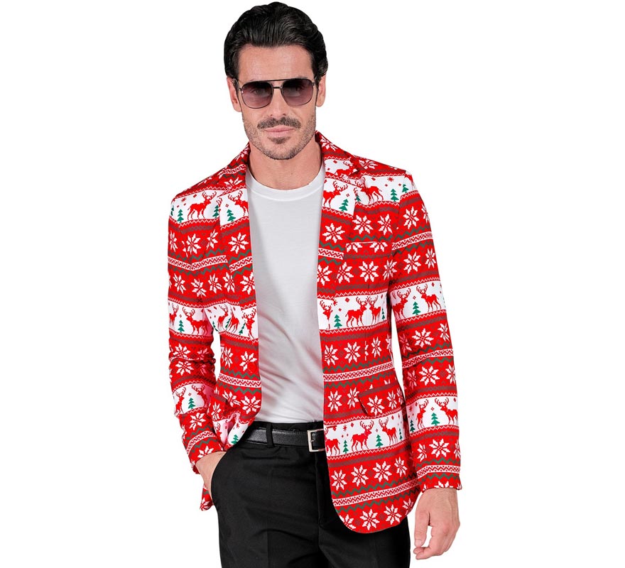 Translation missing: en.Chaqueta Feliz Navidad rojo y blanco para hombre