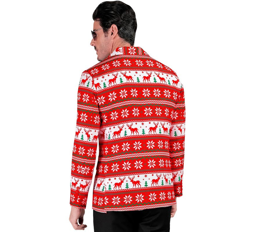 Chaqueta Feliz Navidad rojo y blanco para hombre