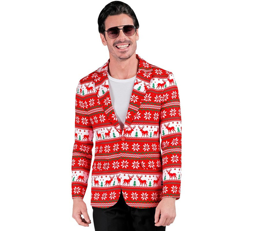 Translation missing: en.Chaqueta Feliz Navidad rojo y blanco para hombre