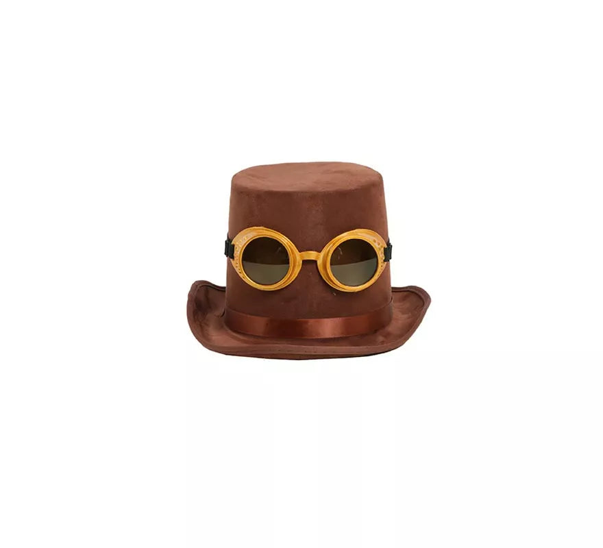 Chistera de Fieltro marrón con Gafas