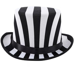 Black and white striped top hat