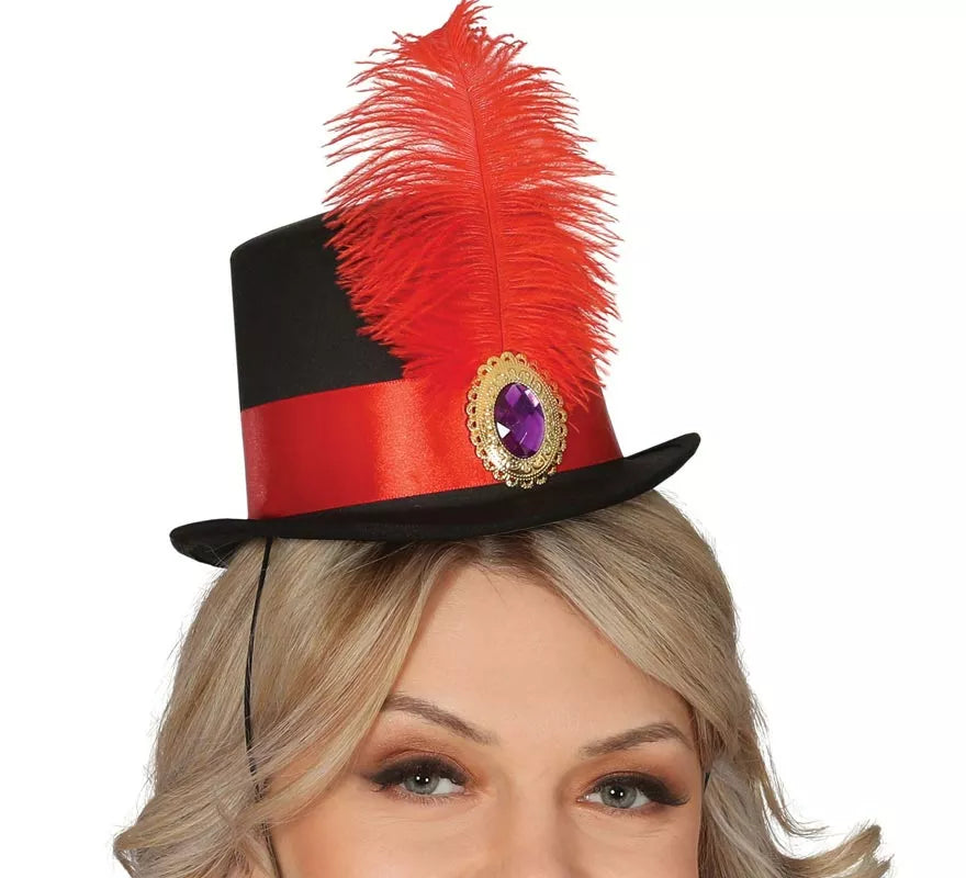 Chistera Mini con Pluma Roja