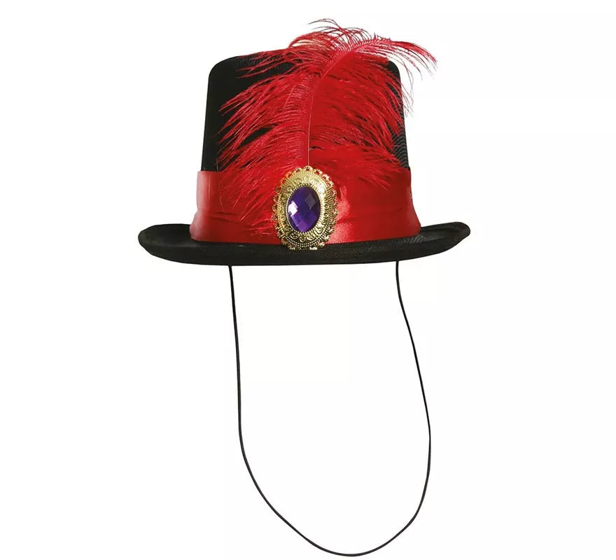 Chistera Mini con Pluma Roja