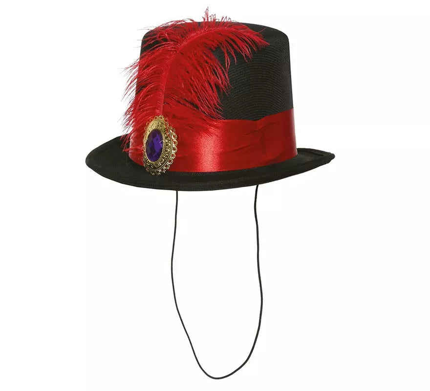 Chistera Mini con Pluma Roja