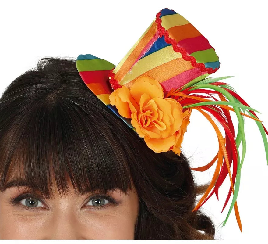 Translation missing: en.Chistera Mini con Rosas Multicolor