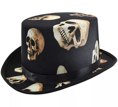 Black top hat with skulls