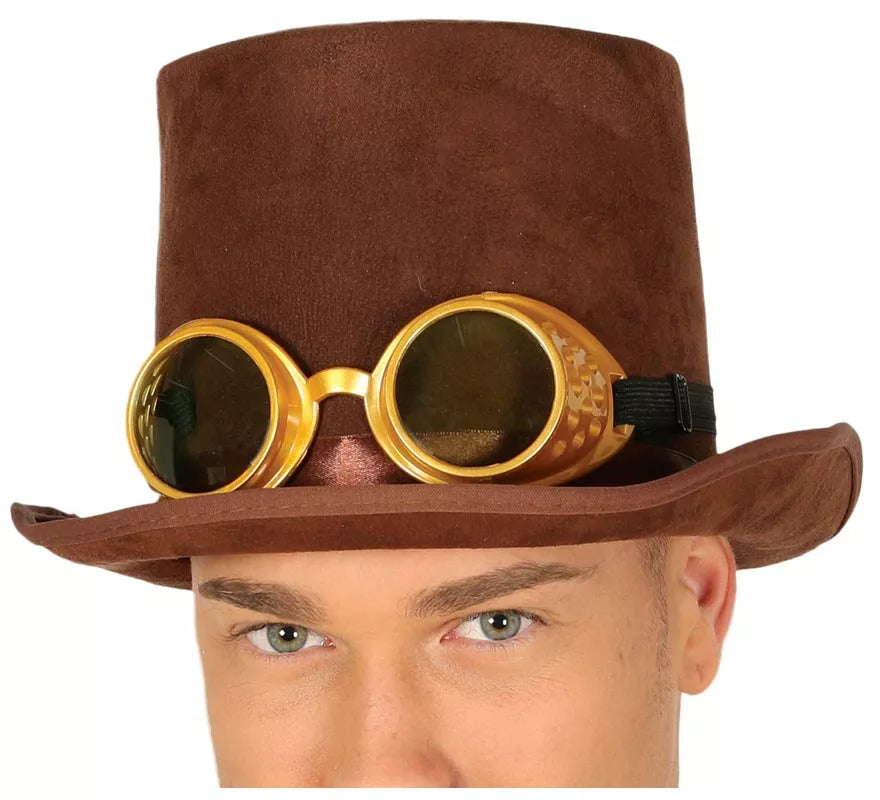Translation missing: en.Chistera Steampunk Marrón con Gafas