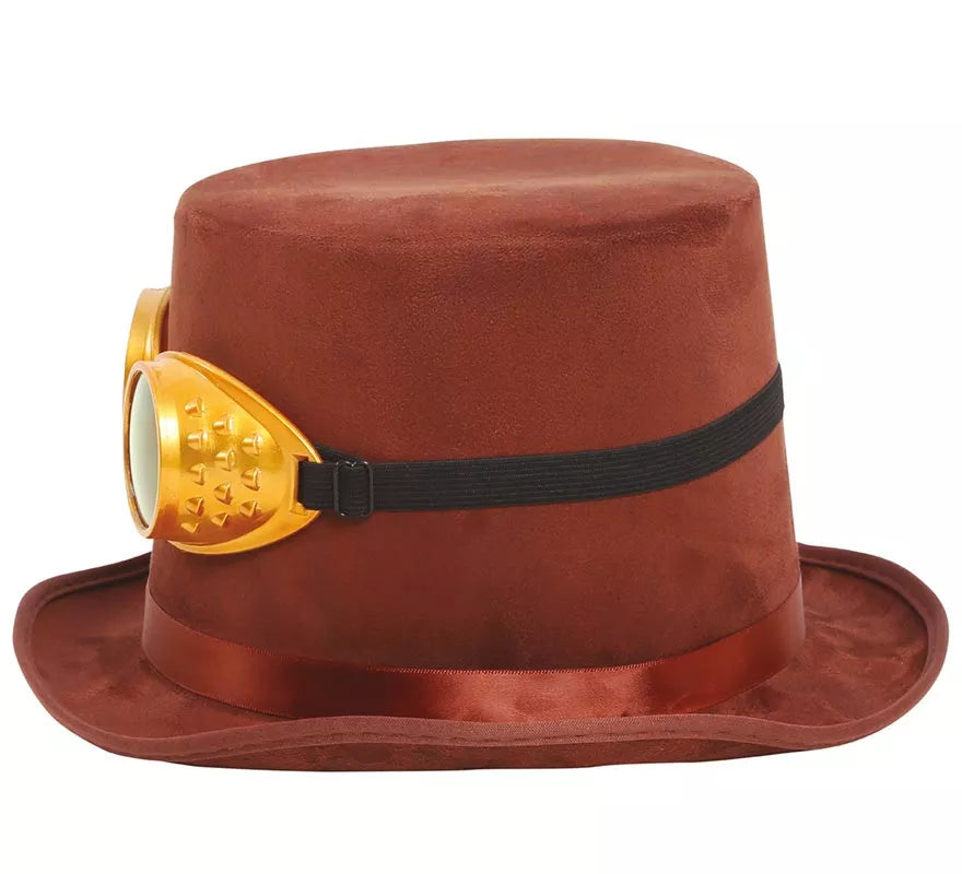 Chistera Steampunk Marrón con Gafas