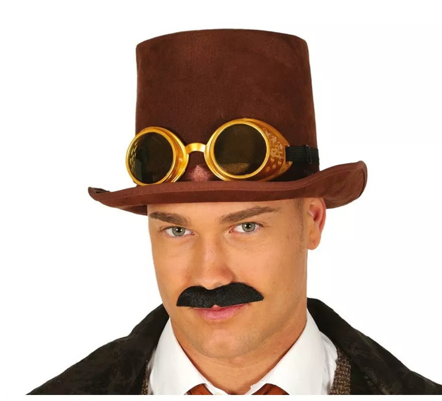 Chistera Steampunk Marrón con Gafas