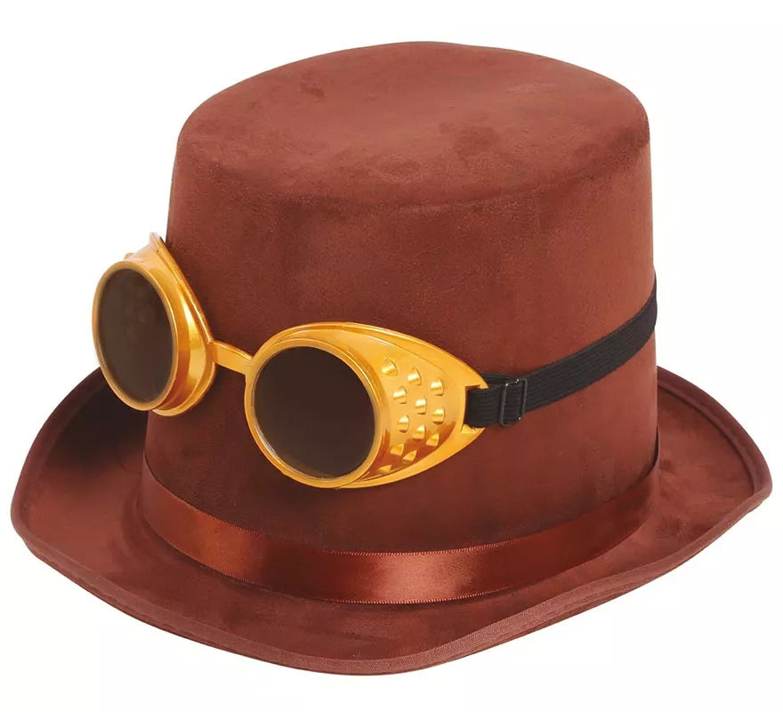 Chistera Steampunk Marrón con Gafas