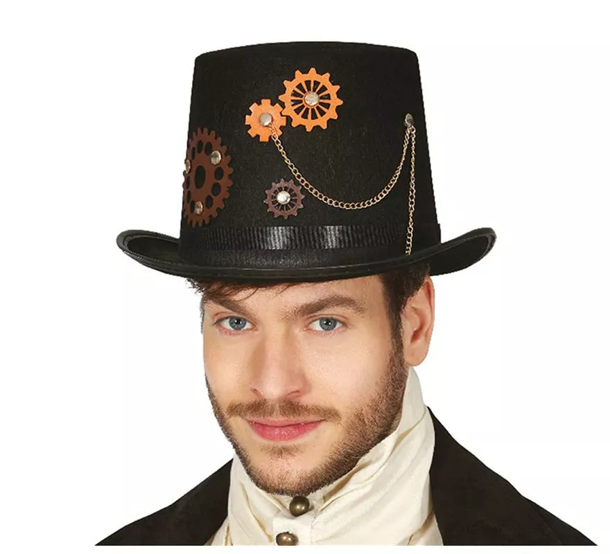 Chistera Steampunk Negra Elegante
